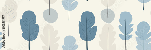 Minimal Nordic leaf seamless pattern with stylized forms. Repeating graphic design showing neutral colored leaves arranged in a modern pattern