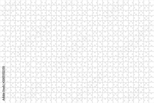 Jigsaw puzzle blank template or cutting guidelines of transparent pieces. Pieces are easy to separate (every piece is a single shape). Jigsaw puzzle transparent template. Vector illustration