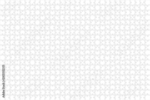Jigsaw puzzle blank template or cutting guidelines of transparent pieces. Pieces are easy to separate (every piece is a single shape). Jigsaw puzzle transparent template. Vector illustration