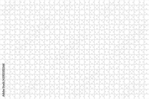 Jigsaw puzzle blank template or cutting guidelines of transparent pieces. Pieces are easy to separate (every piece is a single shape). Jigsaw puzzle transparent template. Vector illustration