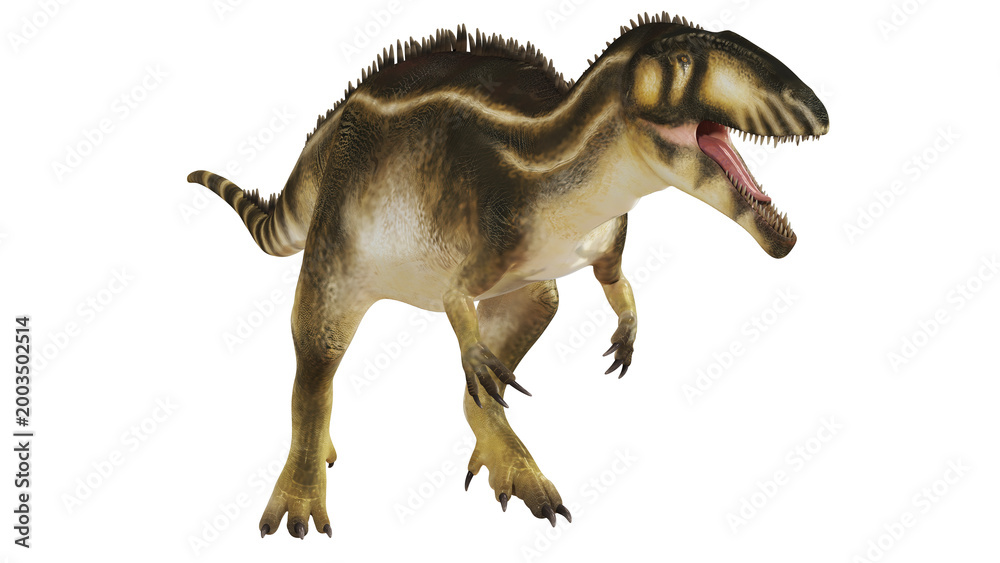 Fototapeta premium Realistic dinosaur roaring in action pose.
