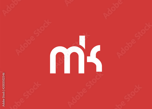 Tableau sur toile Modern Minimalist MK Letter Logo Monogram