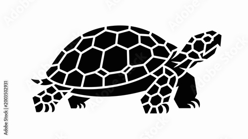 Faceted turtle with hexagonal shell grid - Suitable for nature conservation, modern reptile care, or beach-themed apps.