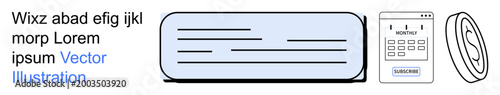 Digital messaging, web interfaces, tech solutions, online chat, UI design, communication. Sleek chat window, smartphone app and wireless signal icon. Digital messaging and communication concept