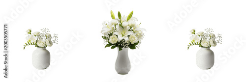 Elegant White Lily Flowers in Vase Isolated on Transparent Background, Floral Decoration PNG for Interior Design and Event Branding