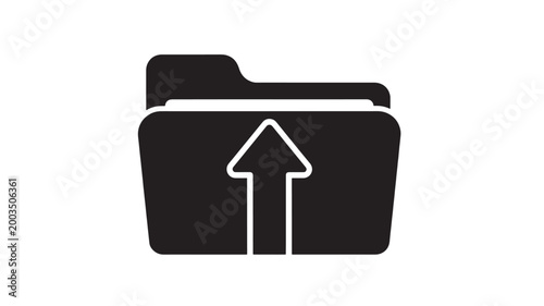 Black Folder Icon With White Upward Arrow For Data Management Concepts