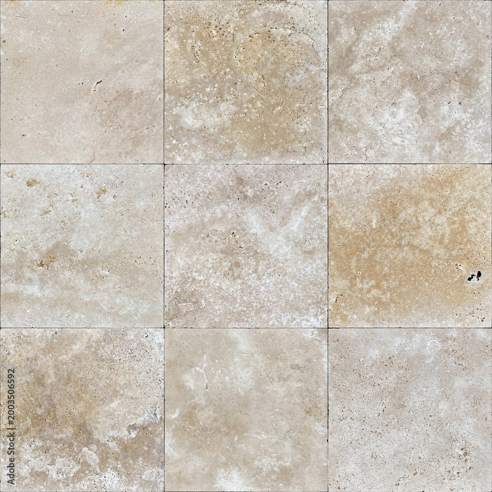 Fototapeta premium Seamless travertine stone tile texture. High-resolution texture for floors or walls.