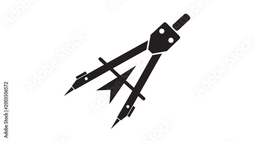 Compass Drawing Tool On White Background For Design Concepts
