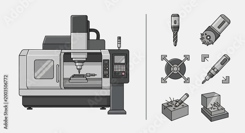 CNC milling machine and tools.
