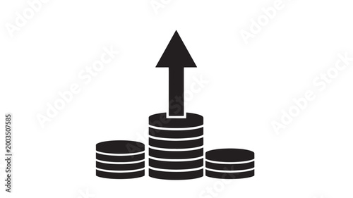 Increasing Stack of Coins with Arrow for Financial Growth Concepts