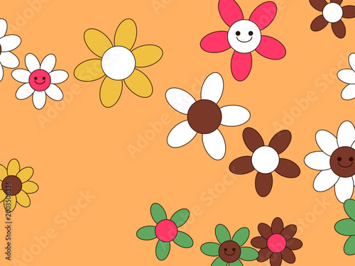 Happy Daisy Pattern Boho Summer Background