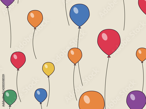 Tableau sur toile Balloon Party Pattern Birthday Celebration Background