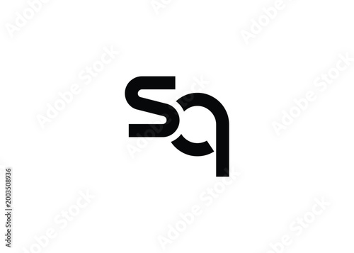 Modern Minimalist SQ Letter Logo Monogram. Minimal, geometric lettermark conveys professionalism, unity, and contemporary style