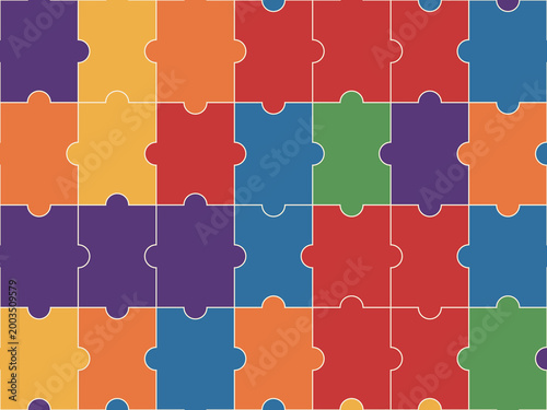 Colorful Puzzle Pieces Tessellation Background