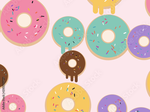 Donut Sprinkles Pattern Cute Bakery Background