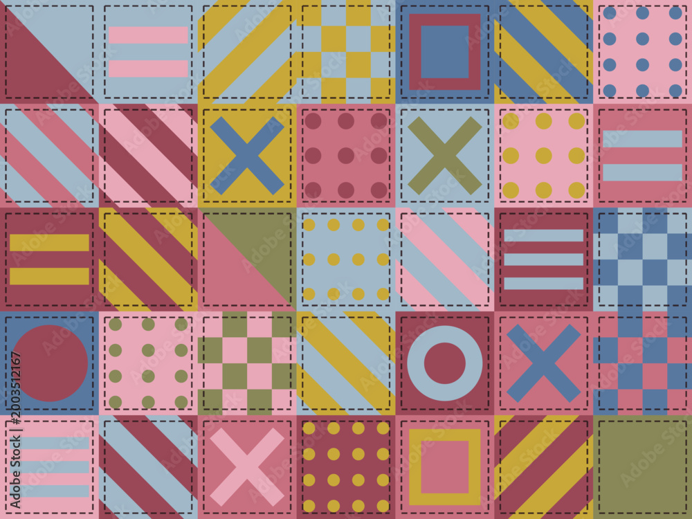 Obraz premium Folk Art Quilt Pattern Vintage Textile Design