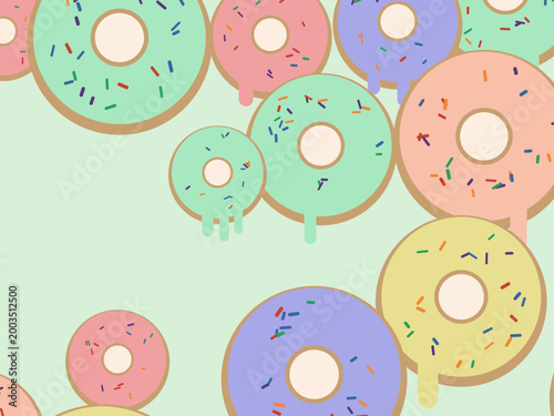 Pink Donut Pattern Kawaii Dessert Background