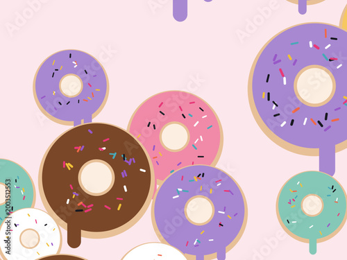 Frosted Donuts Sweet Dessert Pattern Design