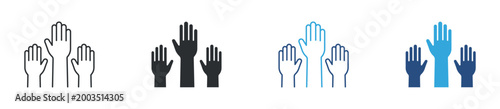 Konstfotografi Raised hands icon set