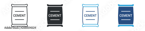 Cement bag icon set. construction material sack. building and industry concept. vector illustration.