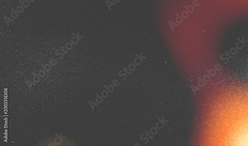 Orange red light leak corner dark background grain texture warm glow particle effect