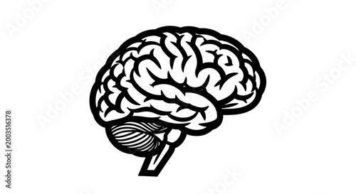 Black and white brain illustration representing intellect and thought process