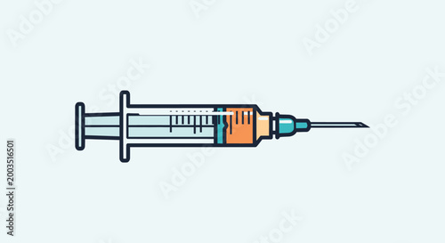 Illustration of a syringe with liquid for medical purposes isolated