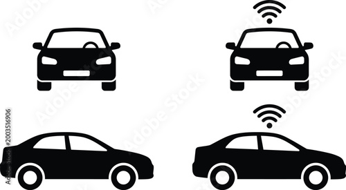 Foto Minimalist black vector graphic set showcasing standard passenger automobiles al