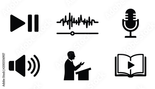 Minimalist black silhouette people using smartphones and tablets, set of 6 mobile device user icons, flat vector people using digital technology