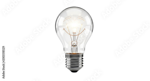 Classic incandescent light bulb glowing