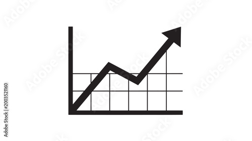 Growing Graph Chart With Rising Arrow On Grid Background For Business Success Concepts