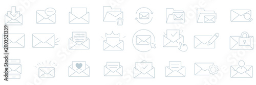 A collection of various email and mail icons on a Transparent Background
