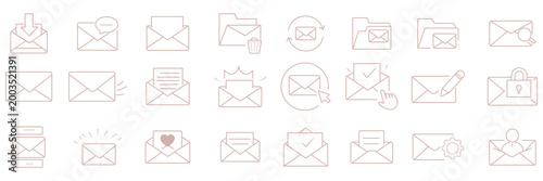 A collection of various email and mail icons on a Transparent Background