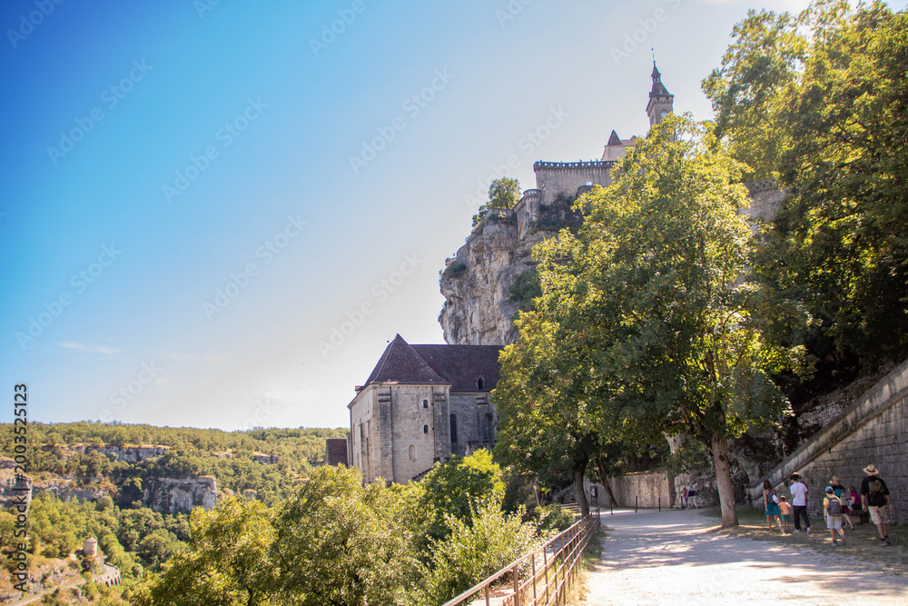 Obraz premium Sanctuary and castle built into the cliffs of Rocamadour France