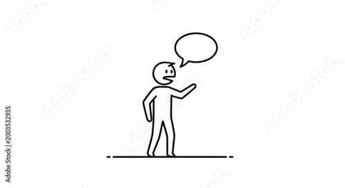 Person with speech bubble standing.