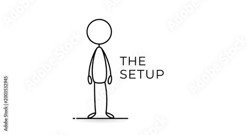 Stick figure standing alone person.