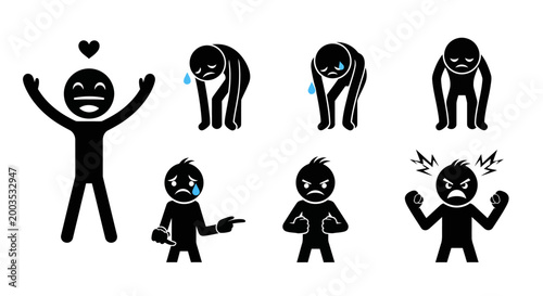 stick figures showing various emotions.