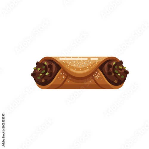 Chocolate Cannoli Flat Vector