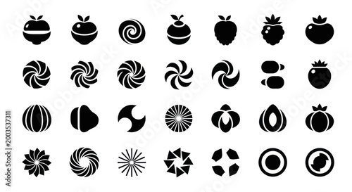 Black and white vector graphic elements set
