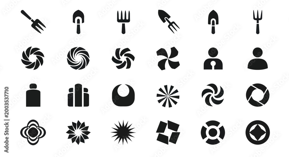 Fototapeta premium Black and white vector icon set