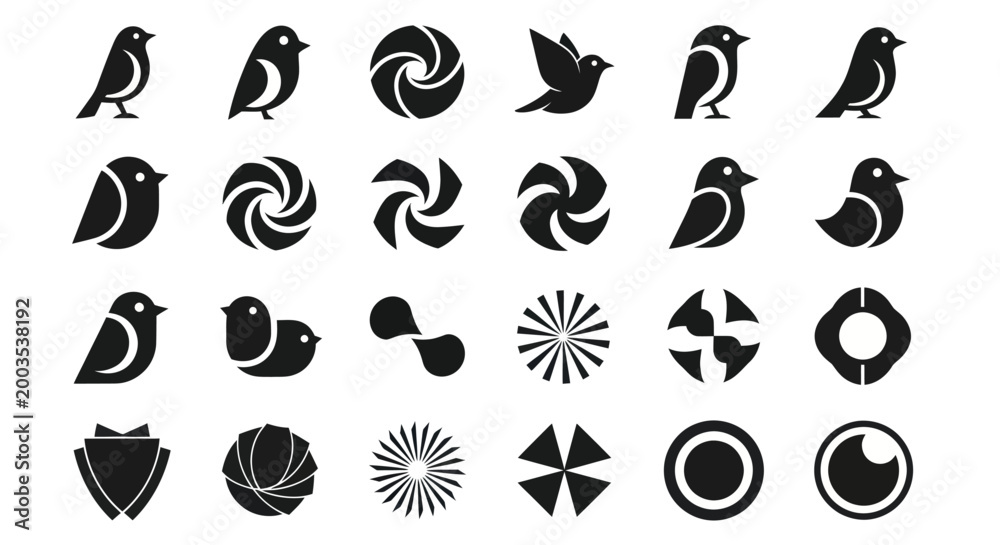 Fototapeta premium Black and white vector icons collection