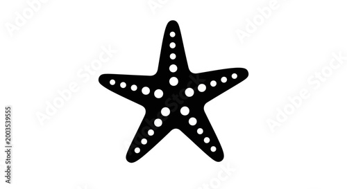 Black starfish silhouette on white background