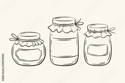 Hand Drawn Glass Jar Sketch Set with Minimal Line Art Design