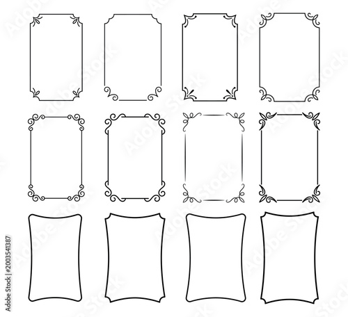 Minimalist rectangular thin line border collection for elegant wedding invitation design.