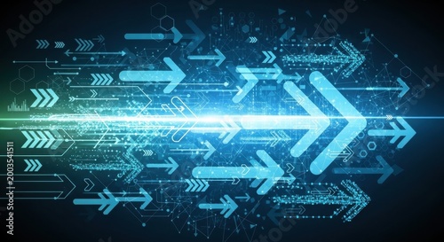 Digital Data Flow with Futuristic Arrows