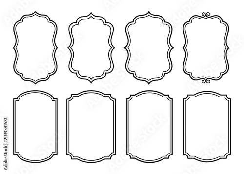 Vintage label frames set for product packaging and decorative badge design with outlines.