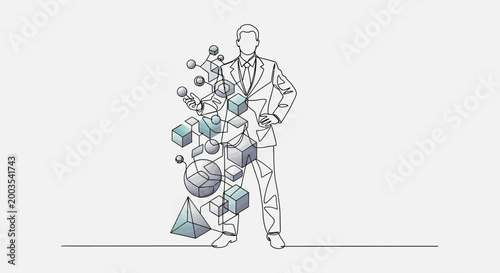 Businessman Holding a Large Molecule Model.