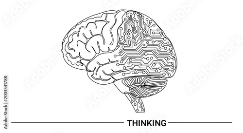 Human Brain Thinking Concept Illustration.
