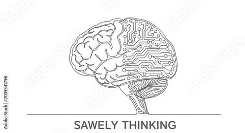 Brain Illustration with Thinking Concept.