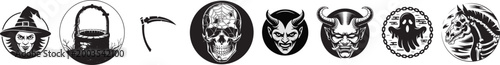 Halloween Silhouette Vector Icon Set – Spooky Black Shape Collection for Horror Party and Autumn Festival Design